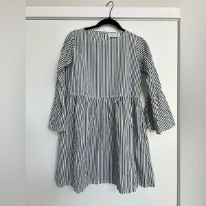 Faithfull the Brand White and Blue Bell Sleeve Sundress